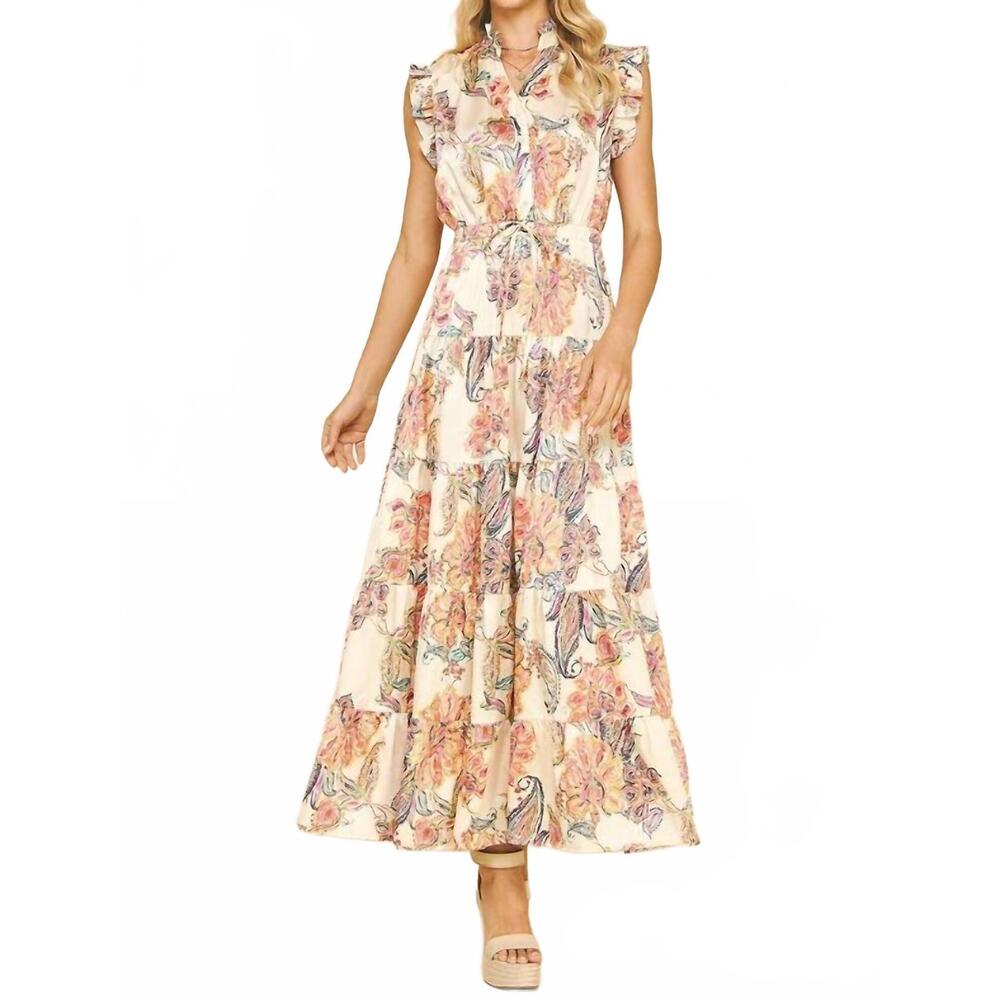 NEW PINCH spring floral maxi dress in cream multi